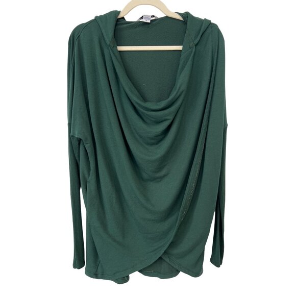 Athleta Purana Wrap Sweatshirt Women XS Hooded Seaweed Snack Green Active Yoga - Picture 3 of 9